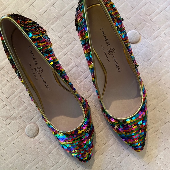 Chinese Laundry leather heels with sparkly flippable sequins - size 6 - … - Picture 15 of 16